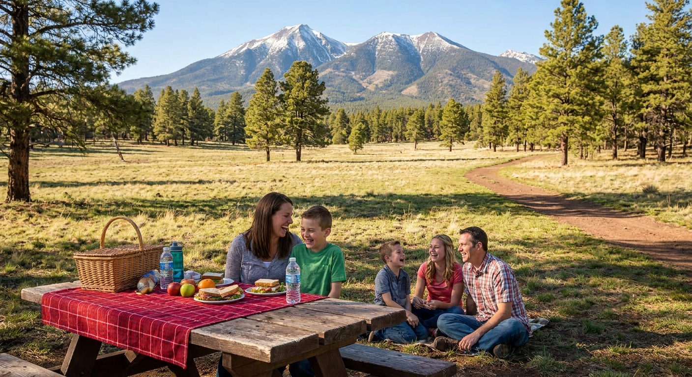 Picnic at Elden Lookout Trailhead with mountain views near Flagstaff vacation rentals