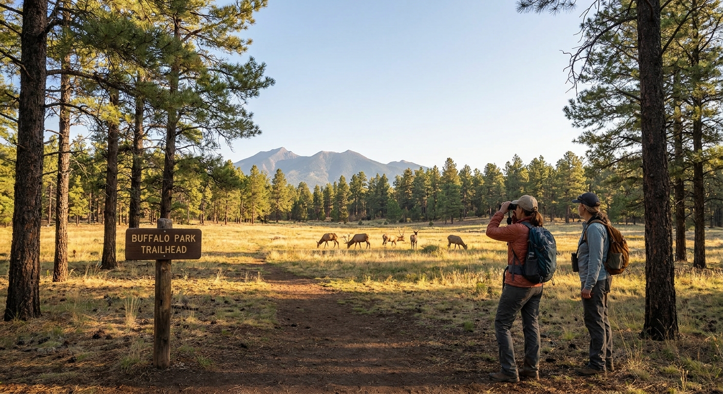Wildlife viewing near Flagstaff vacation rentals, including elk, deer, and birds in natural habitats